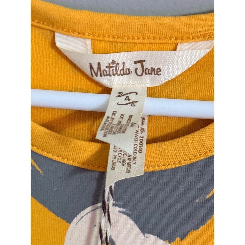 Matilda Jane Kids Girls Yellow Floral‎ Ruffle Tiered Dress Size 4 - Picture 3 of 4